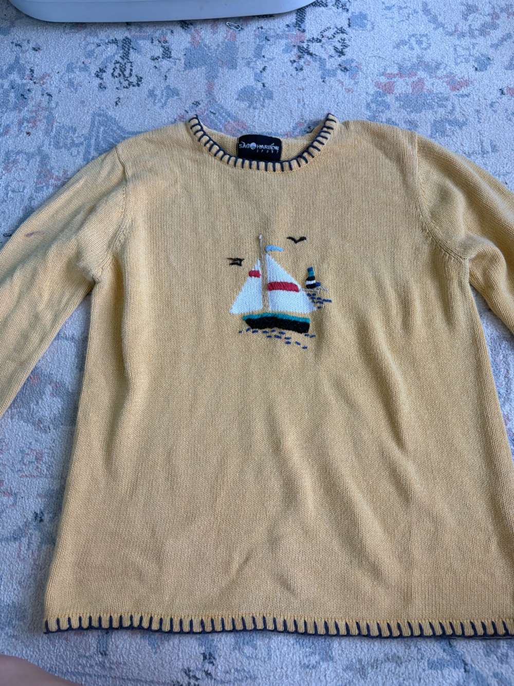 Sag Harbor Mustard Yellow Knit Sweater